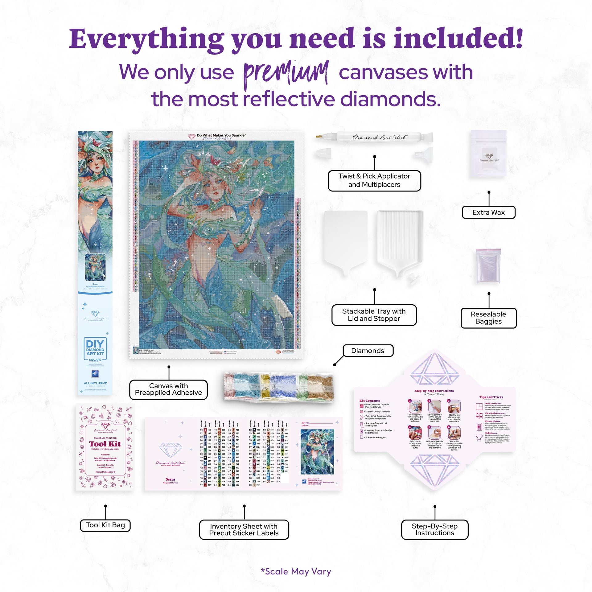 Diamond Painting Serra 25.6" x 34.3" (65cm x 86.9cm) / Square with 97 Colors including 3 ABs and 4 Fairy Dust Diamonds / 91,089