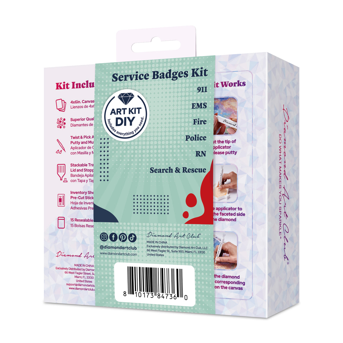Diamond Painting Service Badges - Mini Dazzles™ 4" x 6" (10.2cm x 15.2cm) / Square With 18 Colors Including 2 ABs and 2 Electro Diamond and 14 Fairy Dust Diamonds / 4,409