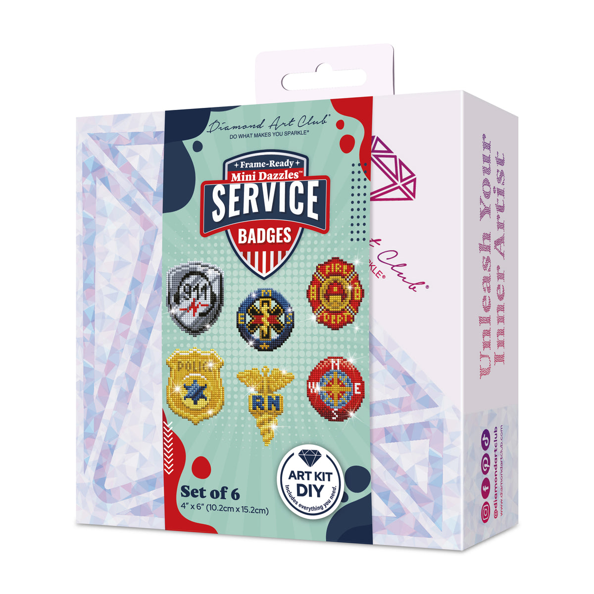 Diamond Painting Service Badges - Mini Dazzles™ 4" x 6" (10.2cm x 15.2cm) / Square With 18 Colors Including 2 ABs and 2 Electro Diamond and 14 Fairy Dust Diamonds / 4,409