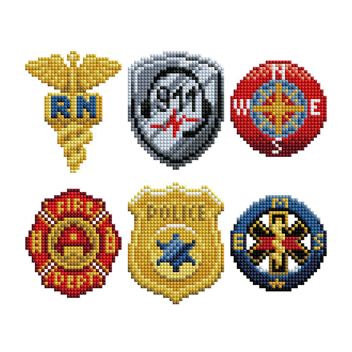 Diamond Painting Service Badges - Mini Dazzles™ 4" x 6" (10.2cm x 15.2cm) / Square With 18 Colors Including 2 ABs and 2 Electro Diamond and 14 Fairy Dust Diamonds / 4,409