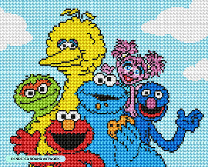 Diamond Painting Sesame Street™ Friends 16" x 13" (40.9cm x 32.8cm) / Round with 15 Colors including 2 ABs / 17,082