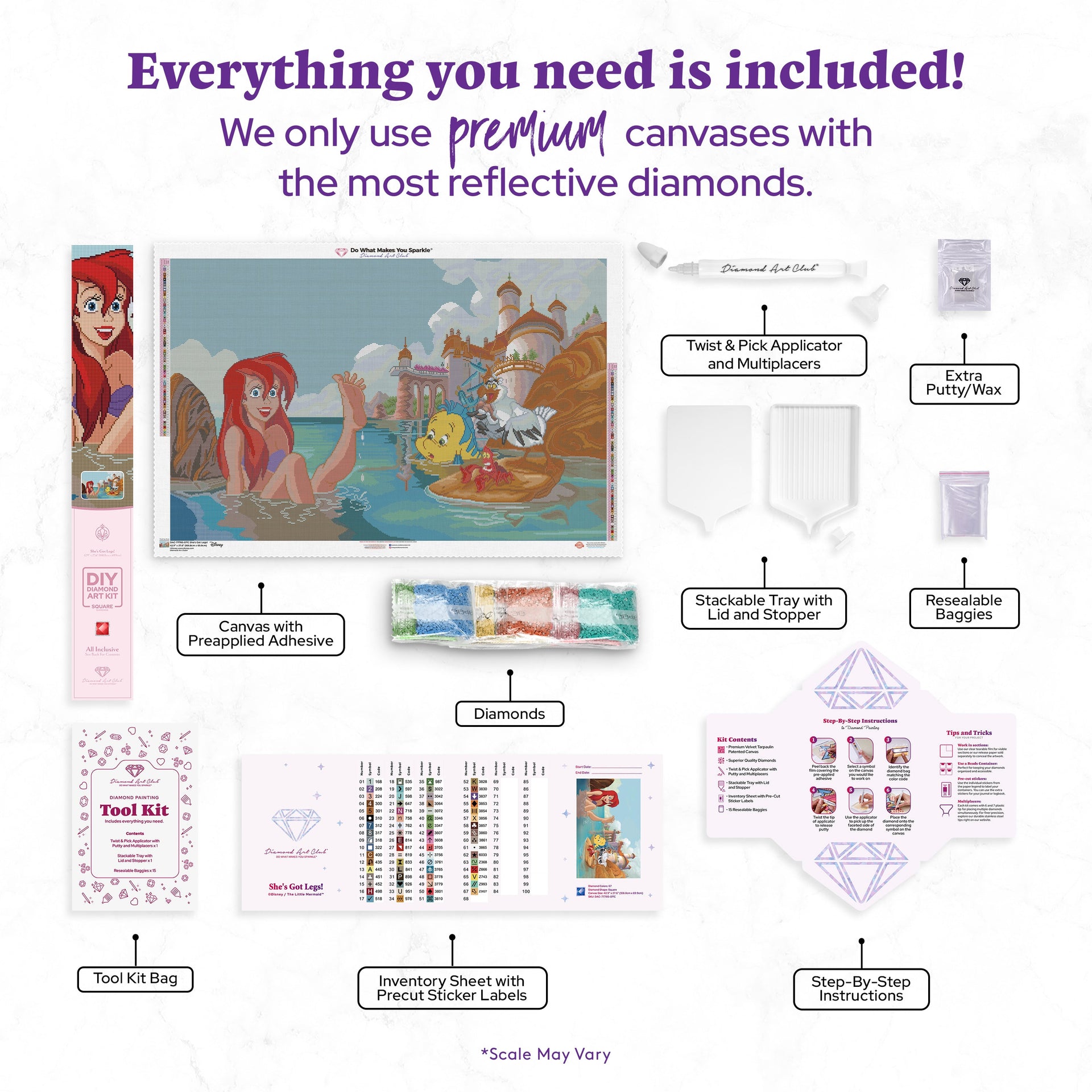 Diamond Painting She's Got Legs! 42.9" x 27.6" (108.8cm x 69.9cm) / Square with 67 Colors including 5 Fairy Dust Diamonds / 122,797