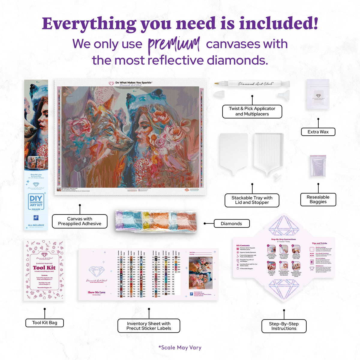 Diamond Painting Show Me Love 30" x 22" (76.2cm x 55.8cm) / Square with 91 Colors including 3 ABs and 3 Fairy Dust Diamonds / 68,544