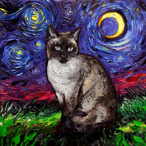 Diamond Painting Siamese Night 22" x 22" (55.8cm x 55.8cm) / Square with 65 Colors including 5 ABs and 2 Fairy Dust Diamonds / 50,176