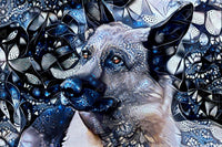 Diamond Painting Silver German Shepherd 35.4" x 23.6" (90cm x 60cm) / Square with 52 Colors including 3 ABs including 1 Iridescent Diamonds and 2 Fairy Dust Diamonds / 86,640