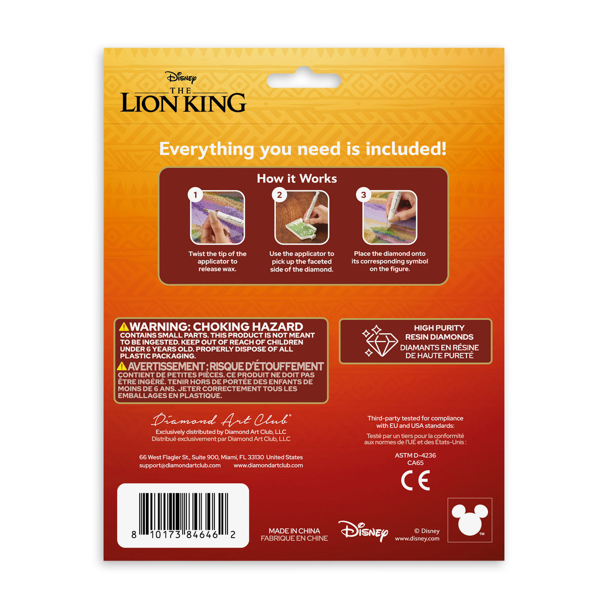 Diamond Painting Simba - Sparkle Pals™ 2.8" x 3.2" (7.2cm x 8.3cm) / Round with 4 Colors including 2 Fairy Dust Diamonds / 180