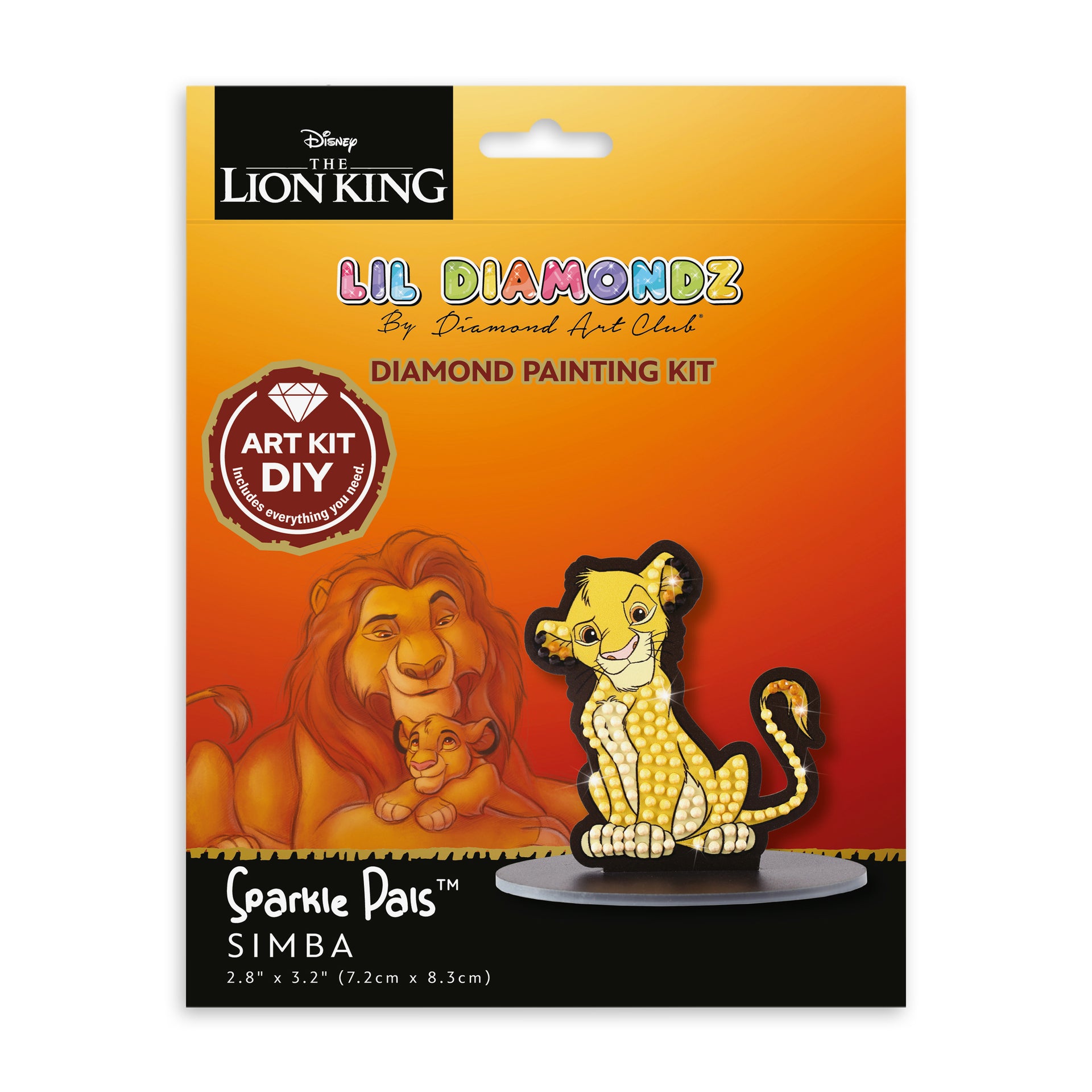 Diamond Painting Simba - Sparkle Pals™ 2.8" x 3.2" (7.2cm x 8.3cm) / Round with 4 Colors including 2 Fairy Dust Diamonds / 180