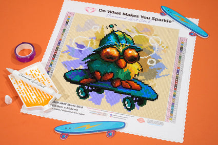 Diamond Painting Skate Bird 9" x 9" (22.8cm x 22.8cm) / Round with 41 Colors including 2 ABs and 3 Fairy Dust Diamonds / 6,889