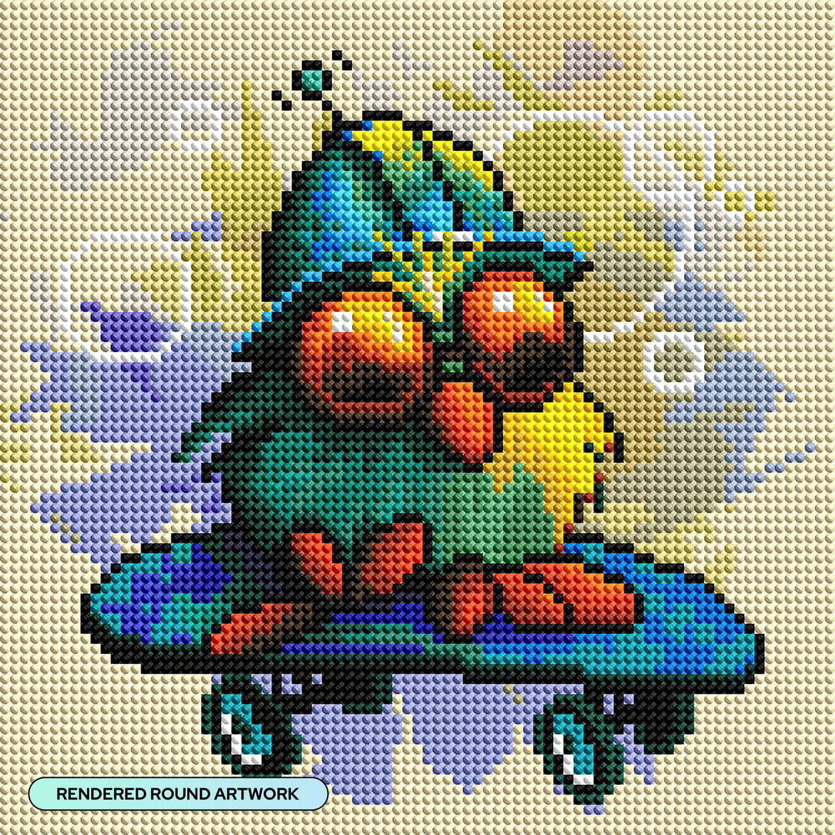 Diamond Painting Skate Bird 9" x 9" (22.8cm x 22.8cm) / Round with 41 Colors including 2 ABs and 3 Fairy Dust Diamonds / 6,889