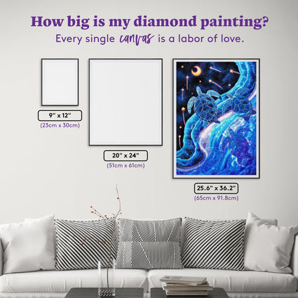 Diamond Painting Sky Turtles 25.6" x 36.2" (65cm x 91.8cm) / Square with 39 Colors Including 3 ABs and 4 Fairy Dust Diamonds / 96,309
