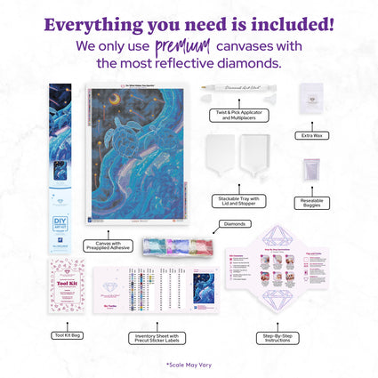 Diamond Painting Sky Turtles 25.6" x 36.2" (65cm x 91.8cm) / Square with 39 Colors Including 3 ABs and 4 Fairy Dust Diamonds / 96,309