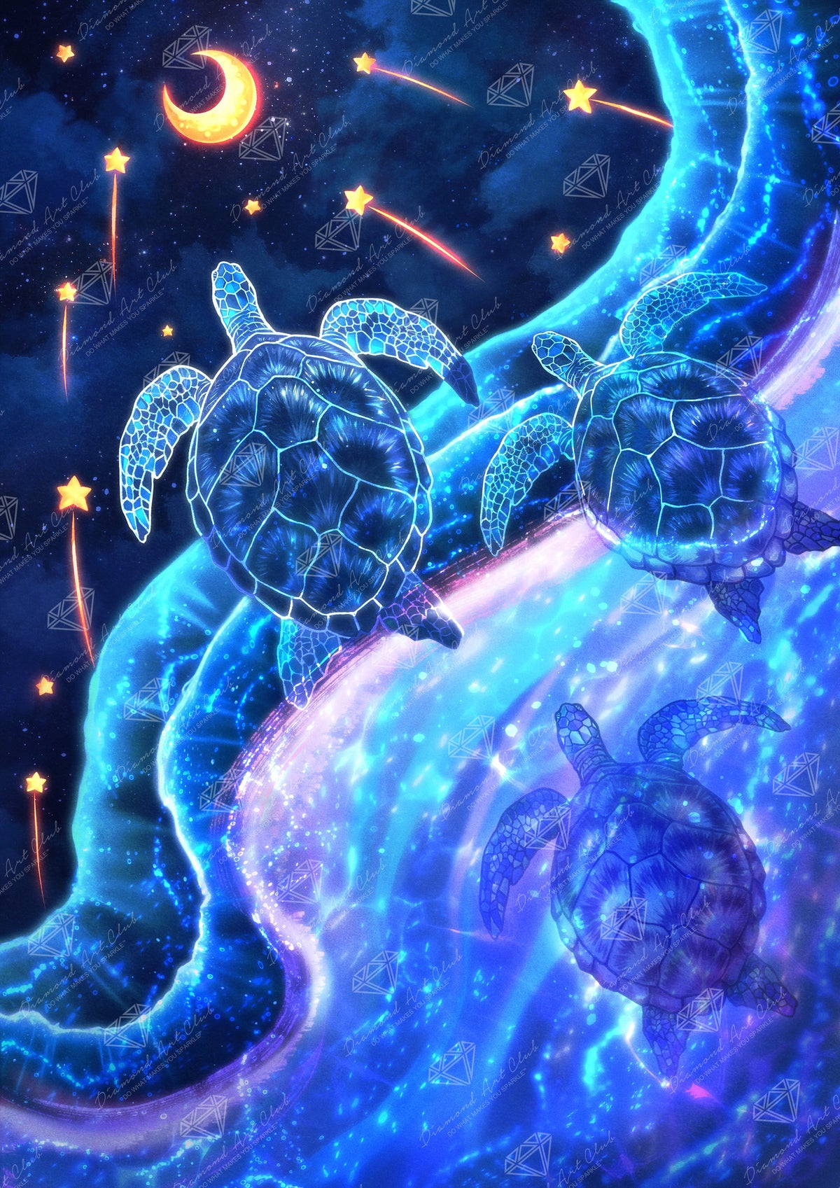 Diamond Painting Sky Turtles 25.6" x 36.2" (65cm x 91.8cm) / Square with 39 Colors Including 3 ABs and 4 Fairy Dust Diamonds / 96,309