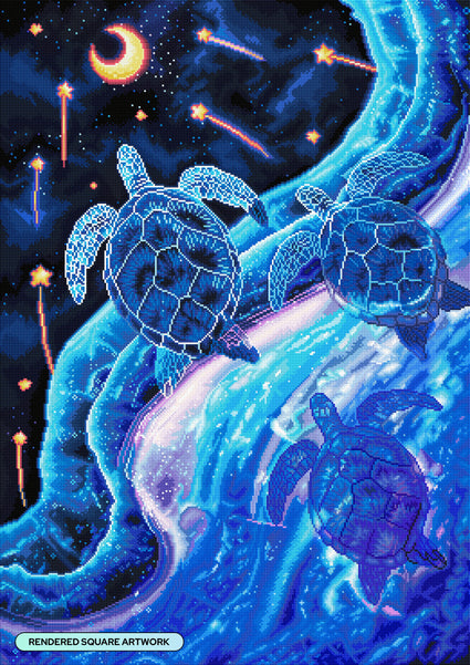 Diamond Painting Sky Turtles 25.6" x 36.2" (65cm x 91.8cm) / Square with 39 Colors Including 3 ABs and 4 Fairy Dust Diamonds / 96,309