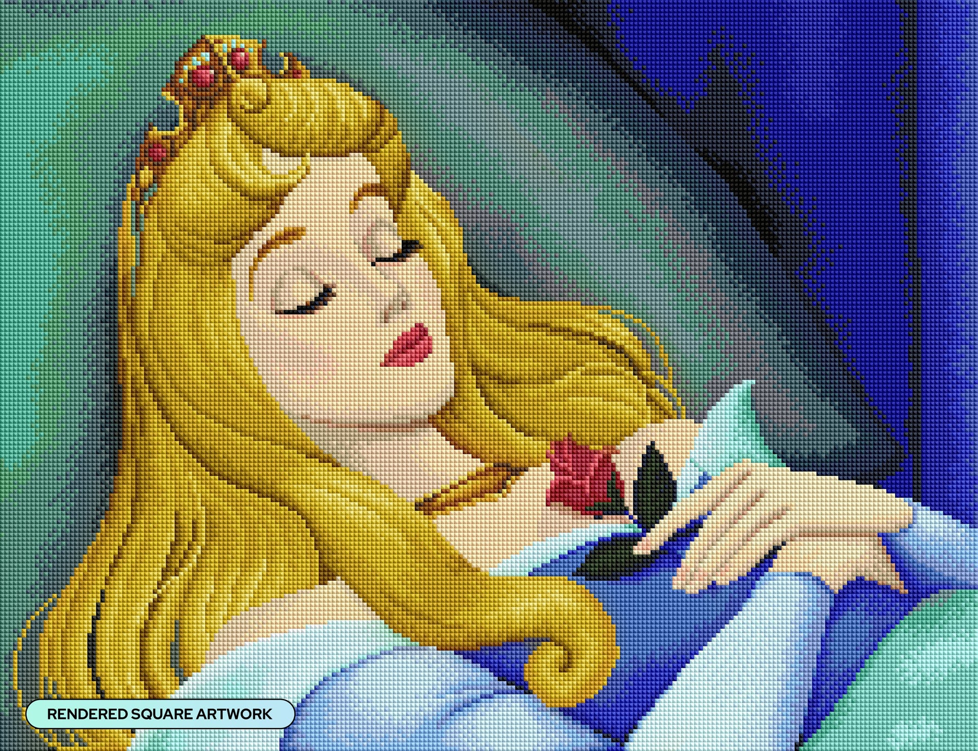 Diamond Painting Sleeping Beauty 22" x 17" (55.8cm x 42.8cm) / Square with 49 Colors including 1 Electro Diamond and 5 Fairy Dust Diamonds / 38,528