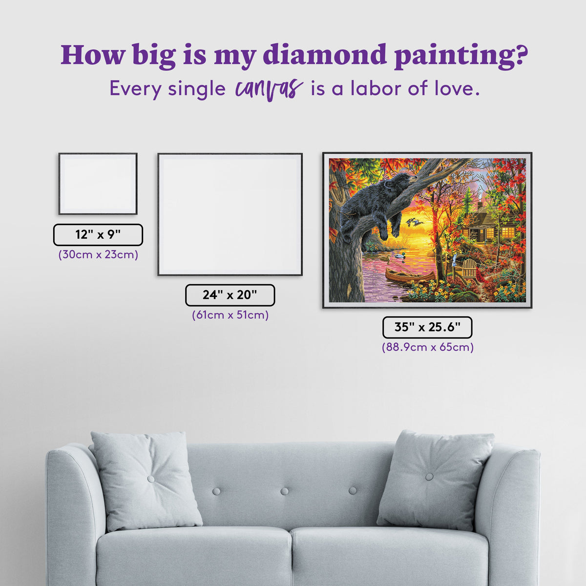 Diamond Painting Sleepy 35" x 25.6" (88.9cm x 65cm) / Square with 64 Colors including 4 ABs and 3 Fairy Dust Diamonds / 93,177