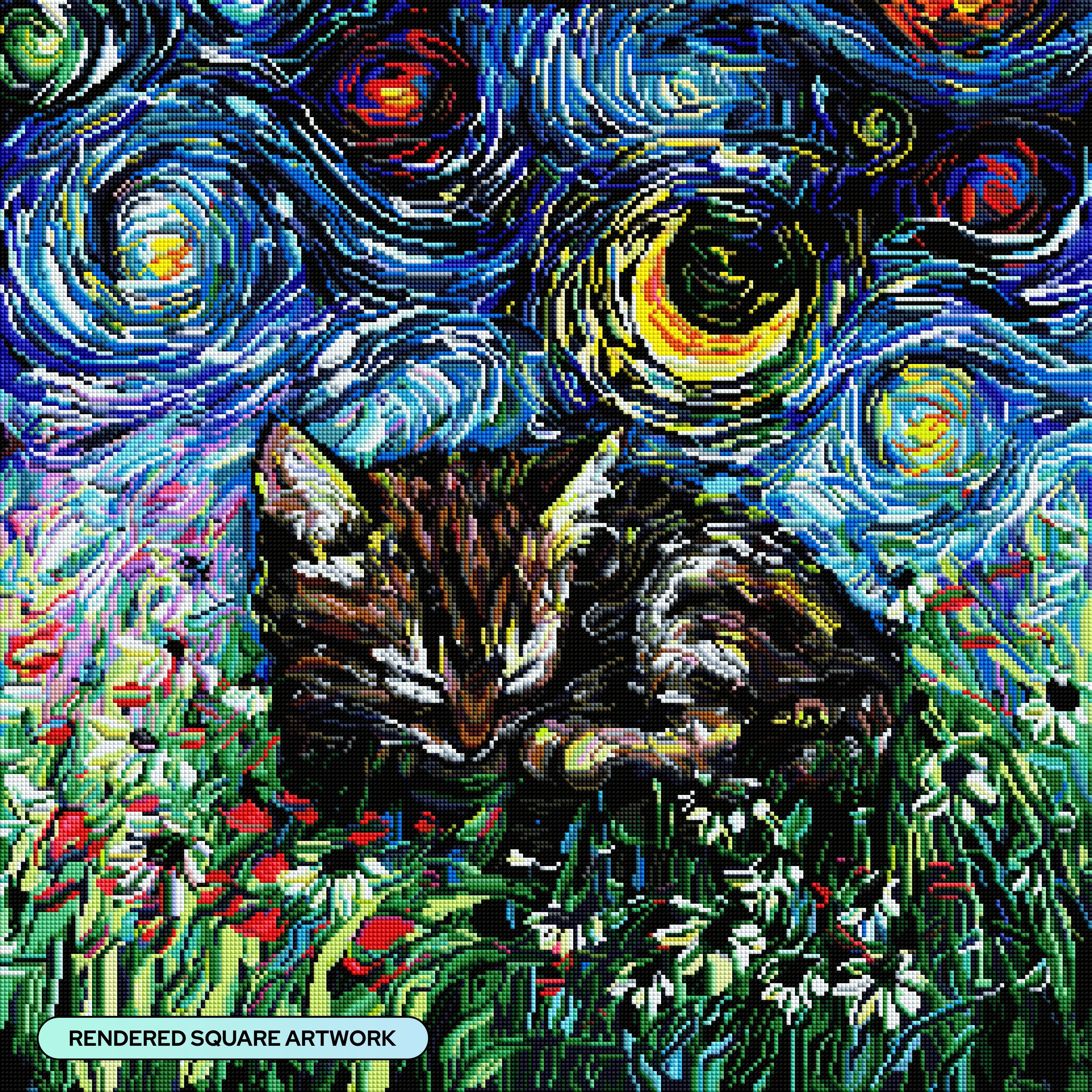 Sleepy Tabby Kitten Night – Diamond Art Club