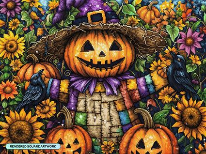 Diamond Painting Smiling Scarecrow 34.3" x 25.6" (86.9cm x 65cm) / Square with 55 Colors including 3 ABs and 3 Fairy Dust Diamonds / 91,089