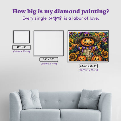 Diamond Painting Smiling Scarecrow 34.3" x 25.6" (86.9cm x 65cm) / Square with 55 Colors including 3 ABs and 3 Fairy Dust Diamonds / 91,089