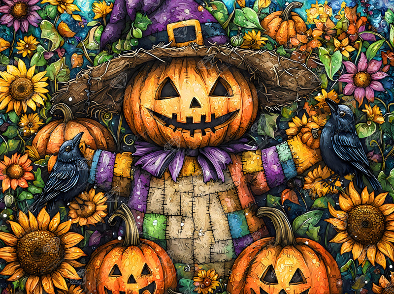 Diamond Painting Smiling Scarecrow 34.3" x 25.6" (86.9cm x 65cm) / Square with 55 Colors including 3 ABs and 3 Fairy Dust Diamonds / 91,089