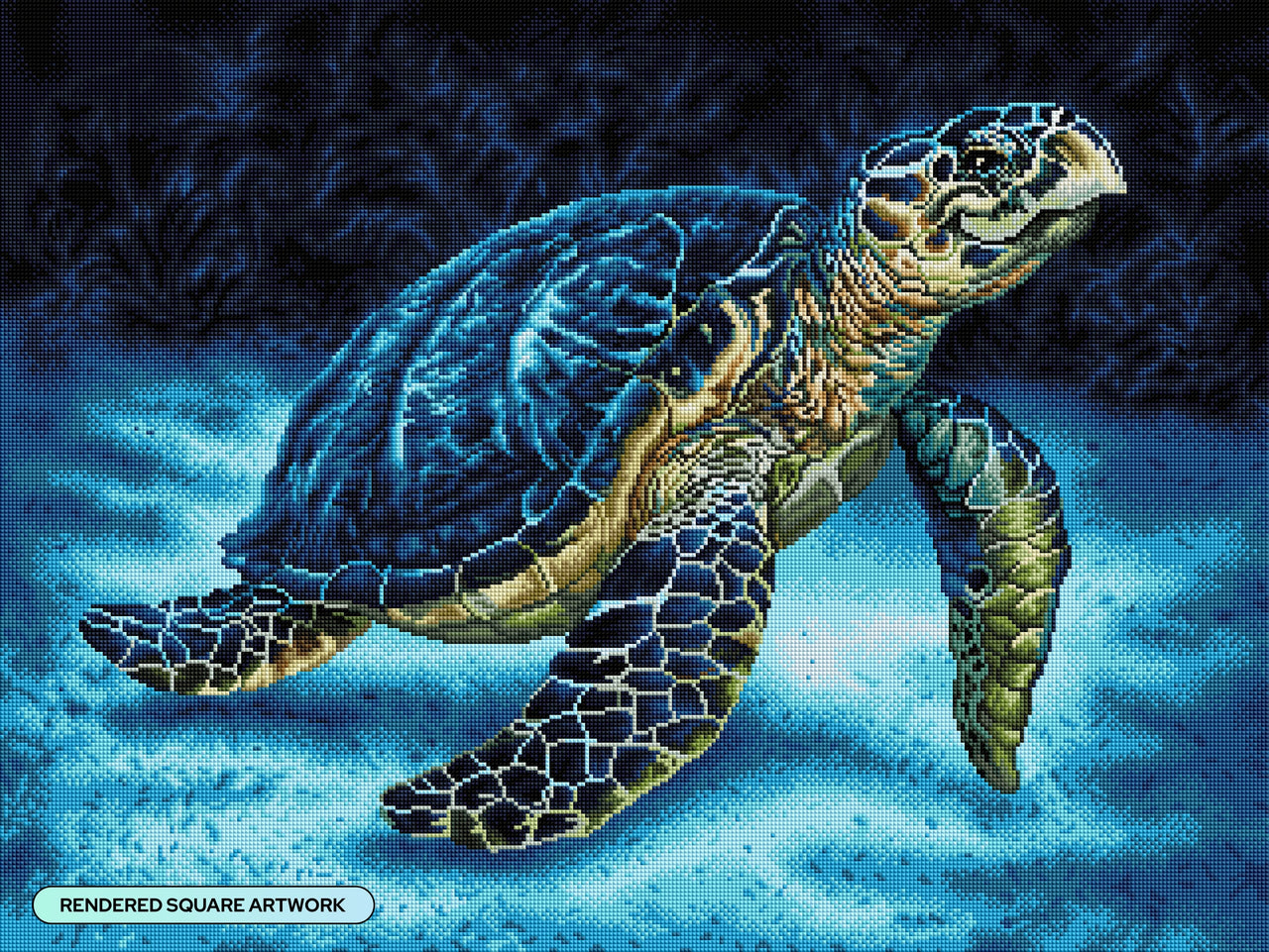 Diamond Painting Smiling Sea Turtle 31.5" x 23.6" (80cm x 60cm) / Square with 46 Colors including 2 ABs and 2 Fairy Dust Diamonds / 77,361