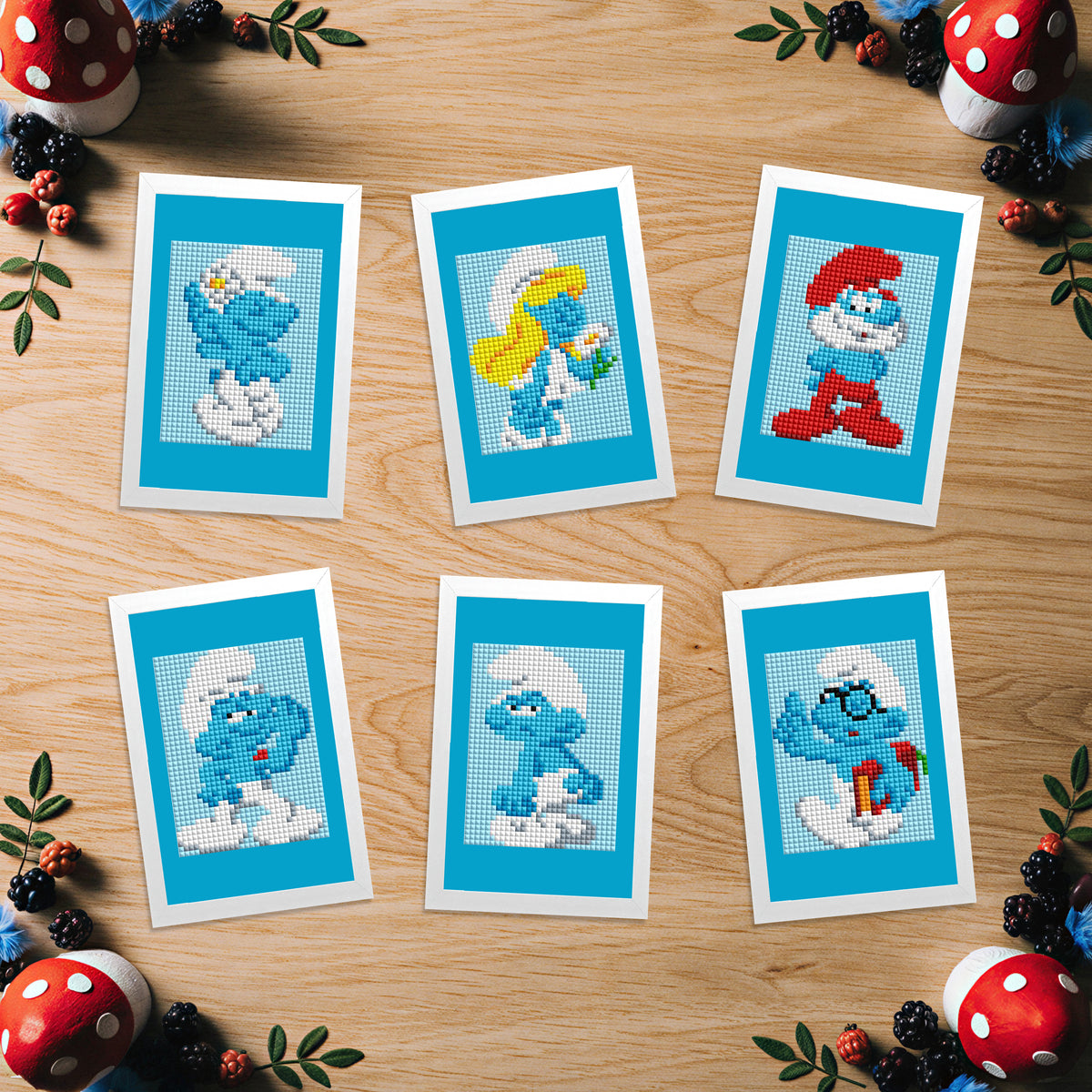 Diamond Painting Smurfs™ - Mini Dazzles™ 4" x 6" (10.2cm x 15.2cm) / Square With 11 Colors Including 1 ABs and 10 Fairy Dust Diamonds / 7,200