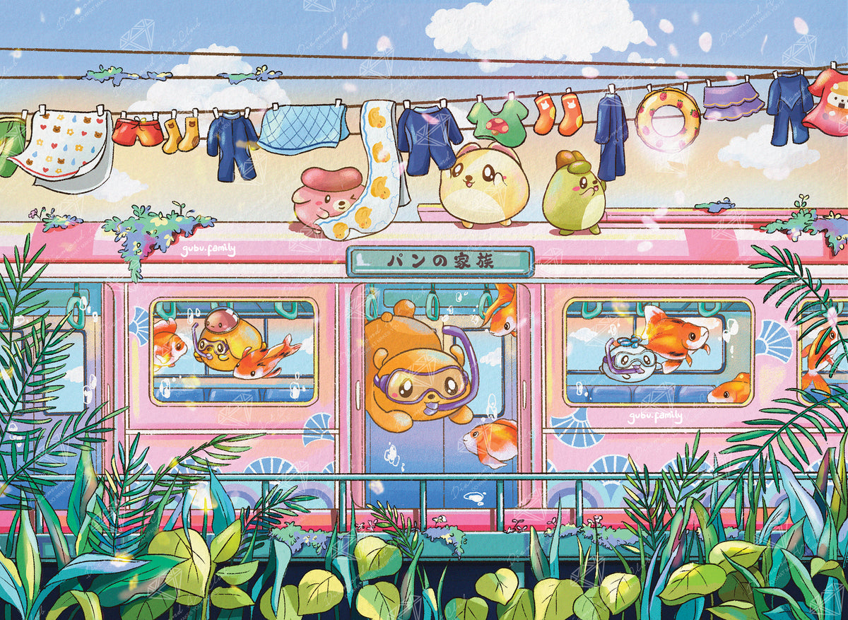 Diamond Painting Snorkel Train 35" x 25.6" (88.9cm x 65cm) / Square with 79 Colors including 2 ABs and 6 Fairy Dust Diamonds / 93,177