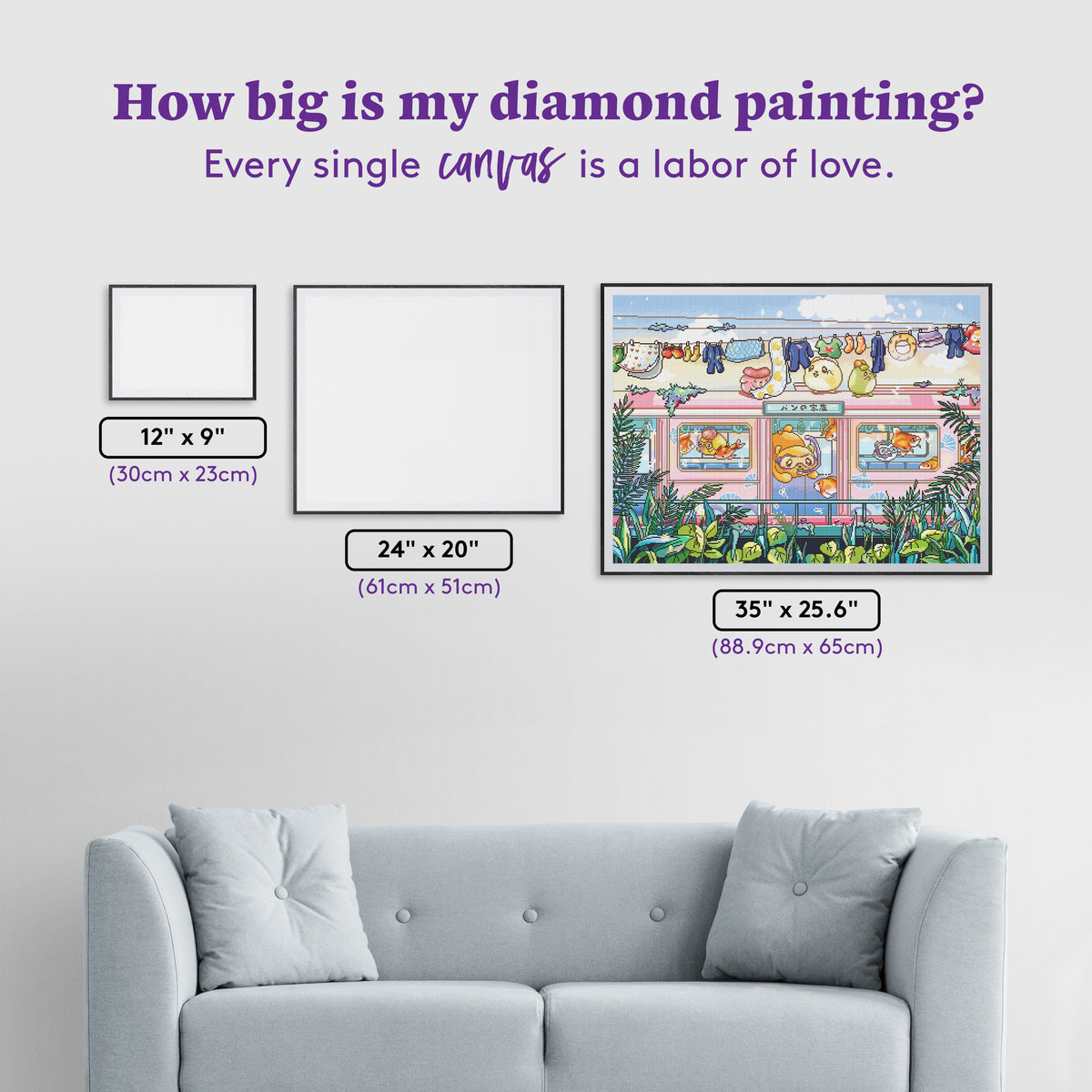 Diamond Painting Snorkel Train 35" x 25.6" (88.9cm x 65cm) / Square with 79 Colors including 2 ABs and 6 Fairy Dust Diamonds / 93,177