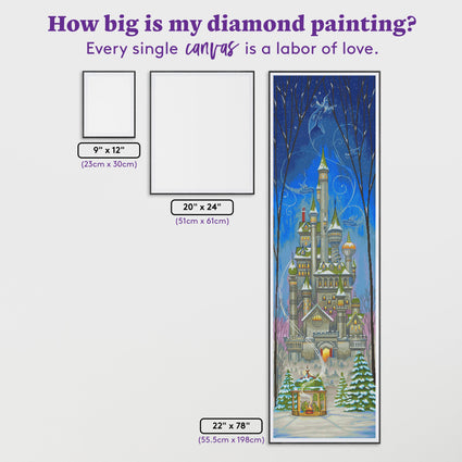Diamond Painting Snow Castle 22" x 78" (55.5cm x 198cm) / Square with 60 Colors including 3 ABs and 2 Fairy Dust Diamonds / 178,080