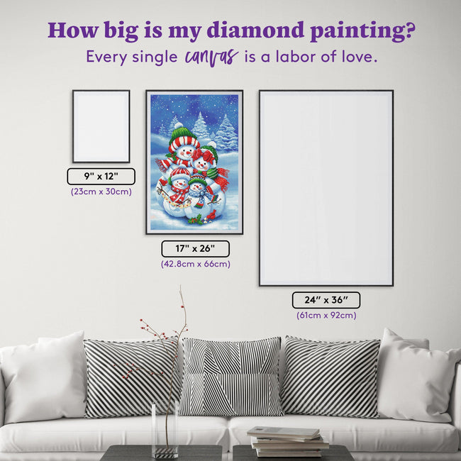 Diamond Painting Snow Country Family 17" x 26" (42.8cm x 66cm) / Square with 39 Colors including 2 ABs and 1 Fairy Dust Diamonds / 45,580