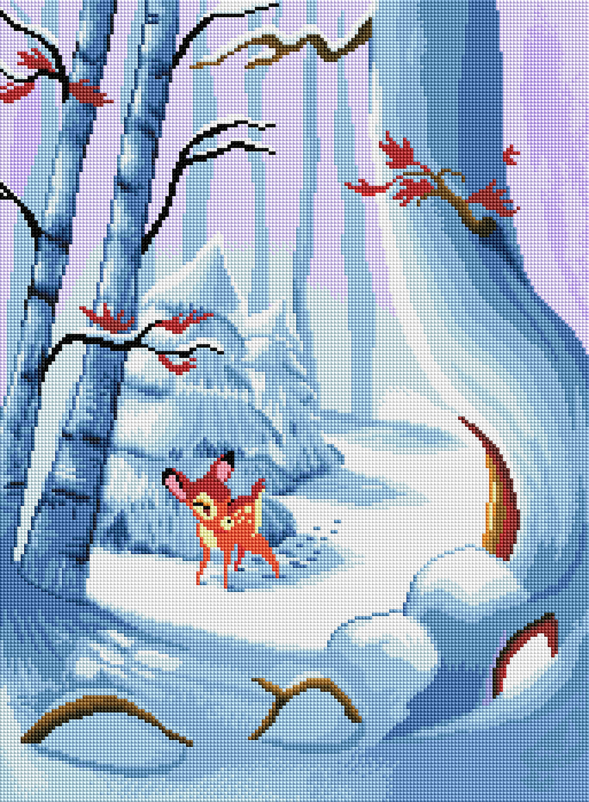 Diamond Painting Snow Deer 17" x 23″ (43cm x 59cm) / Square with 30 Colors including 2 ABs / 39,843