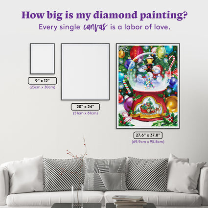 Diamond Painting Snow Globe Snowpeople 27.6" x 37.8" (69.9cm x 95.8cm) / Square with 87 Colors including 3 ABs and 4 Fairy Dust Diamonds / 108,185