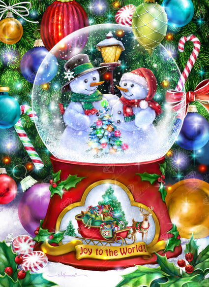 Diamond Painting Snow Globe Snowpeople 27.6" x 37.8" (69.9cm x 95.8cm) / Square with 87 Colors including 3 ABs and 4 Fairy Dust Diamonds / 108,185