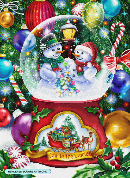 Diamond Painting Snow Globe Snowpeople 27.6" x 37.8" (69.9cm x 95.8cm) / Square with 87 Colors including 3 ABs and 4 Fairy Dust Diamonds / 108,185