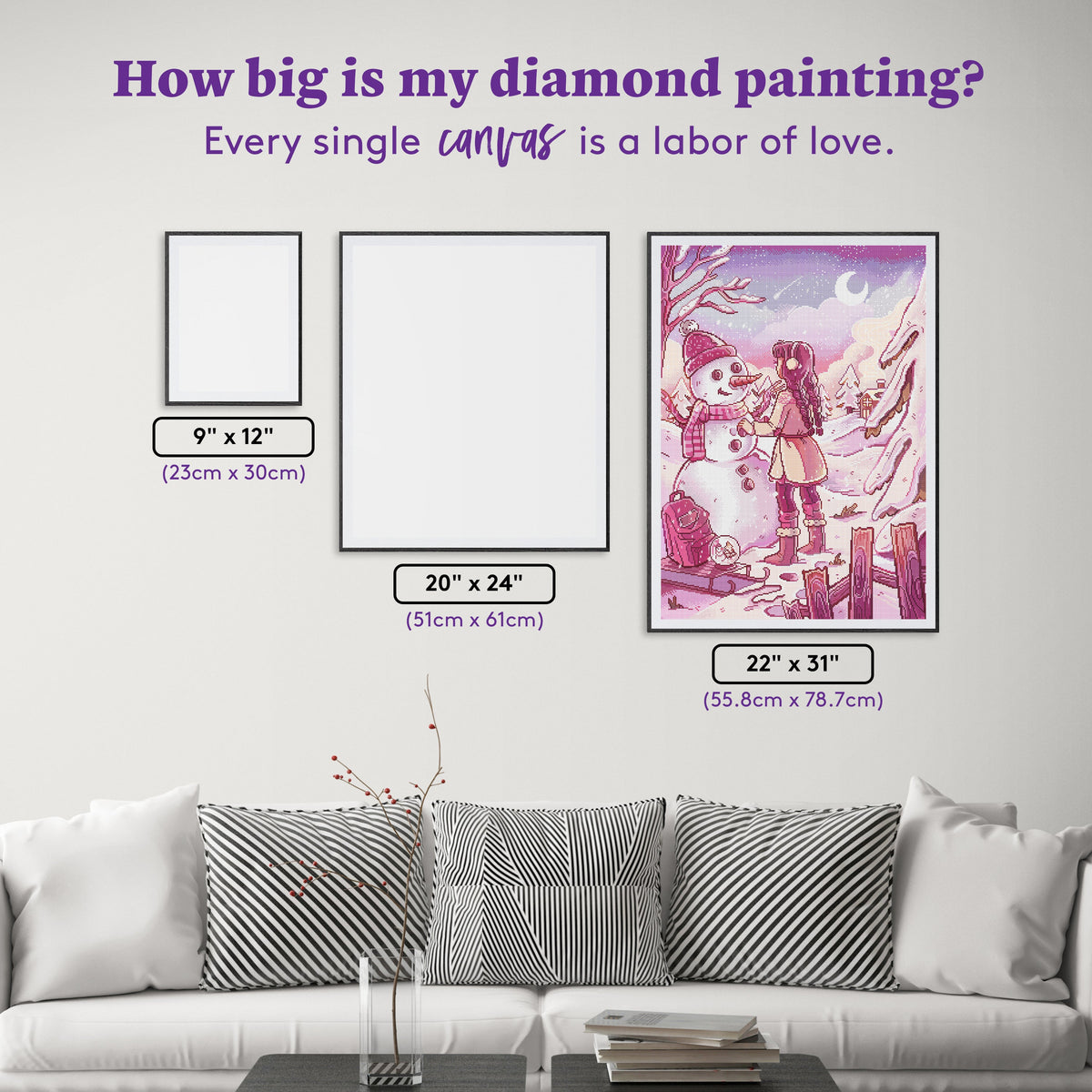 Diamond Painting Snow Globe Wish 22" x 31" (55.8cm x 78.7cm) / Square With 53 Colors Including 1 Frosted Diamond and 3 Fairy Dust Diamonds / 70,784