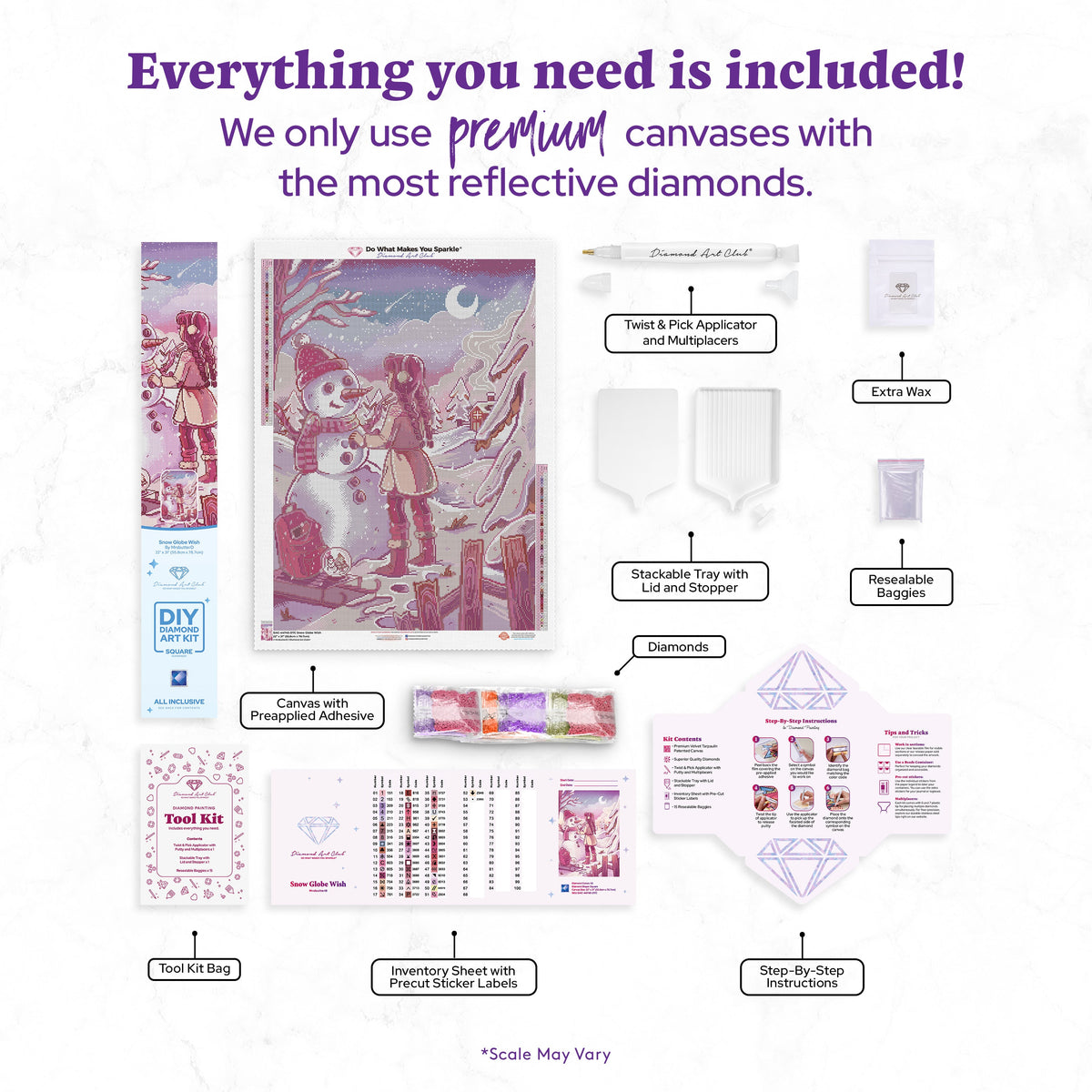 Diamond Painting Snow Globe Wish 22" x 31" (55.8cm x 78.7cm) / Square With 53 Colors Including 1 Frosted Diamond and 3 Fairy Dust Diamonds / 70,784