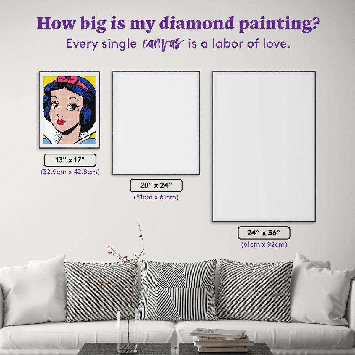 Diamond Painting Snow White 13" x 17" (32.9cm x 42.8cm) / Square with 9 Colors including 3 Fairy Dust Diamonds / 22,704