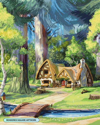 Diamond Painting Snow White's Cottage 27.6" x 34.7" (69.9cm x 87.9cm) / Square with 98 Colors including 4 ABs and 4 Fairy Dust Diamonds / 99,193