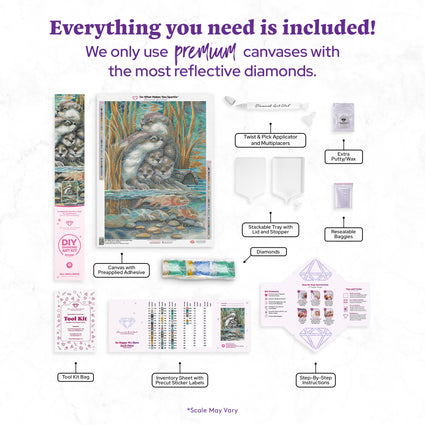 Diamond Painting So Happy We Have Each Otter 20" x 27" (50.7cm x 69cm) / Round With 58 Colors Including 2 ABs and 1 Iridescent Diamonds and 1 Fairy Dust Diamonds / 44,526