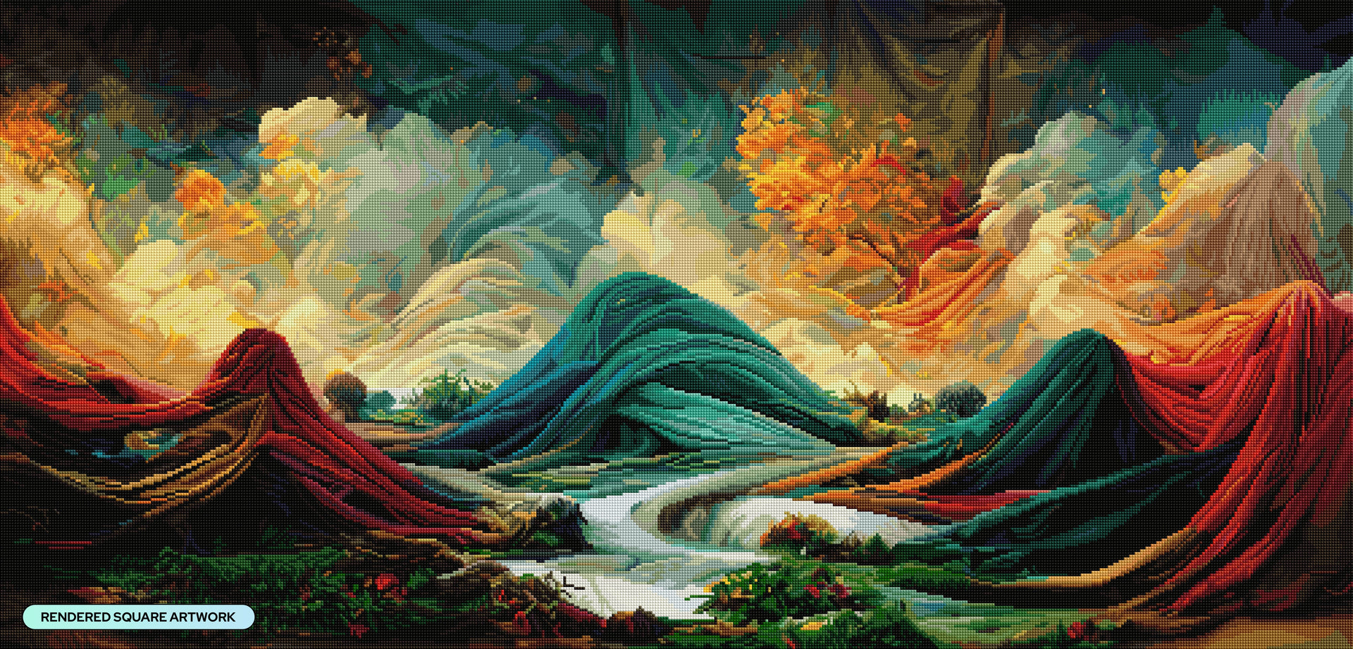 Diamond Painting Softness 49.2" x 23.6" (125cm x 60cm) / Square with 89 Colors including 3 ABs and 4 Fairy Dust Diamonds / 120,982
