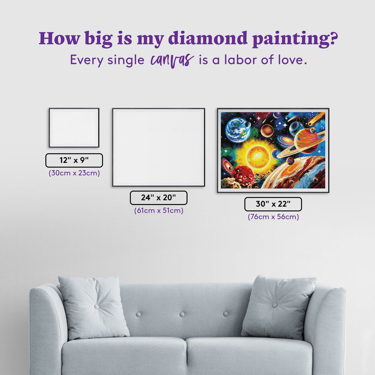 Diamond Painting Solar System 30" x 22″ (76cm x 56cm) / Square with 62 Colors including 2 ABs / 66,742