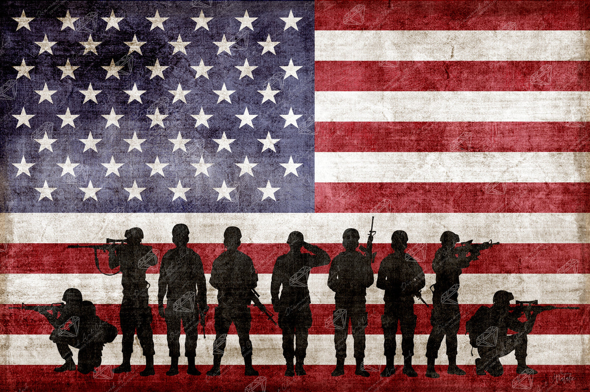 Diamond Painting Soldier Flag 33" x 22" (83.7cm x 55.6cm) / Round with 26 Colors including 1 AB and 3 Fairy Dust Diamonds / 61,408