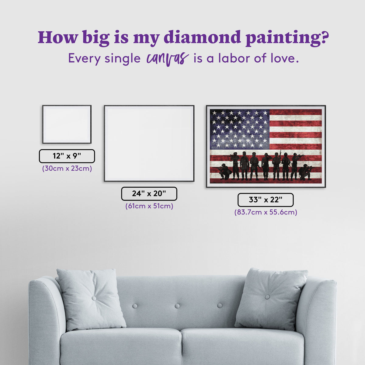 Diamond Painting Soldier Flag 33" x 22" (83.7cm x 55.6cm) / Round with 26 Colors including 1 AB and 3 Fairy Dust Diamonds / 61,408