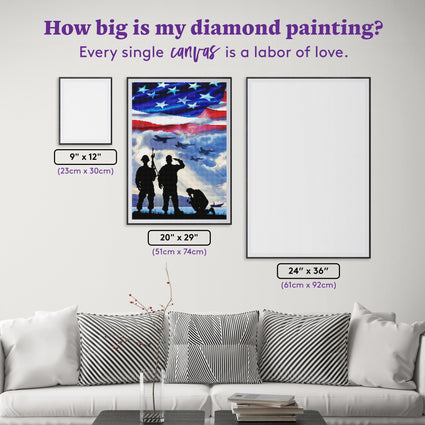 Diamond Painting Soldiers 20" x 29" (51cm x 74cm) / Square with 52 Colors including 2 ABs and 1 Glow-in-the-dark diamond and 1 Fairy Dust Diamond / 60,384