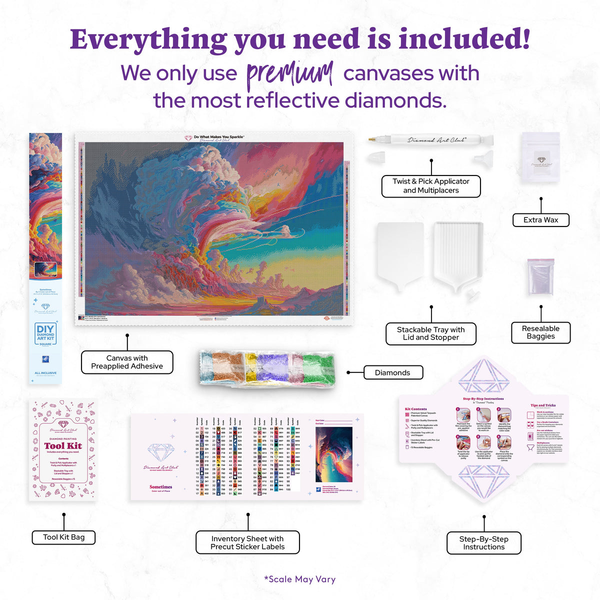 Diamond Painting Sometimes 41.3" x 27.6" (104.8cm x 69.9cm) / Square with 96 Colors including 2 ABs and 5 Fairy Dust Diamonds / 118,301