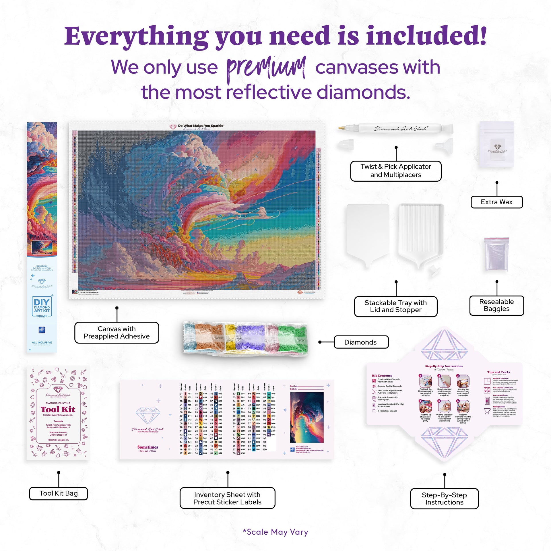 Diamond Painting Sometimes 41.3" x 27.6" (104.8cm x 69.9cm) / Square with 96 Colors including 2 ABs and 5 Fairy Dust Diamonds / 118,301