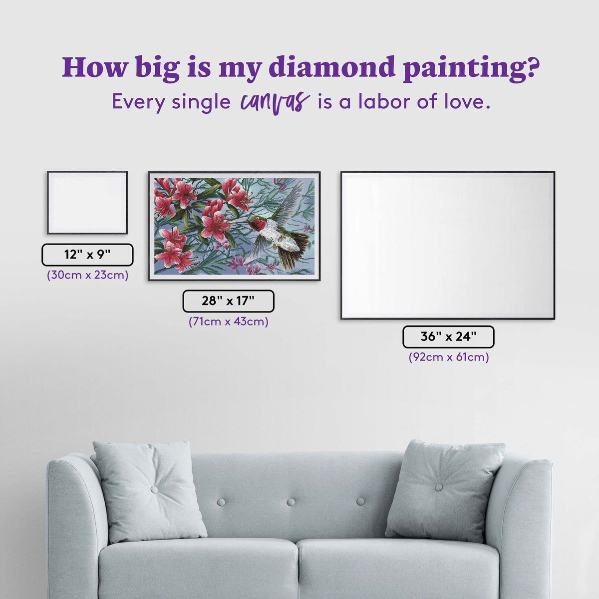 Diamond Painting Songbird - A Season of Song - Hummingbird 28" x 17" (71cm x 43cm) / Round with 41 Colors including 4 ABs / 38,304