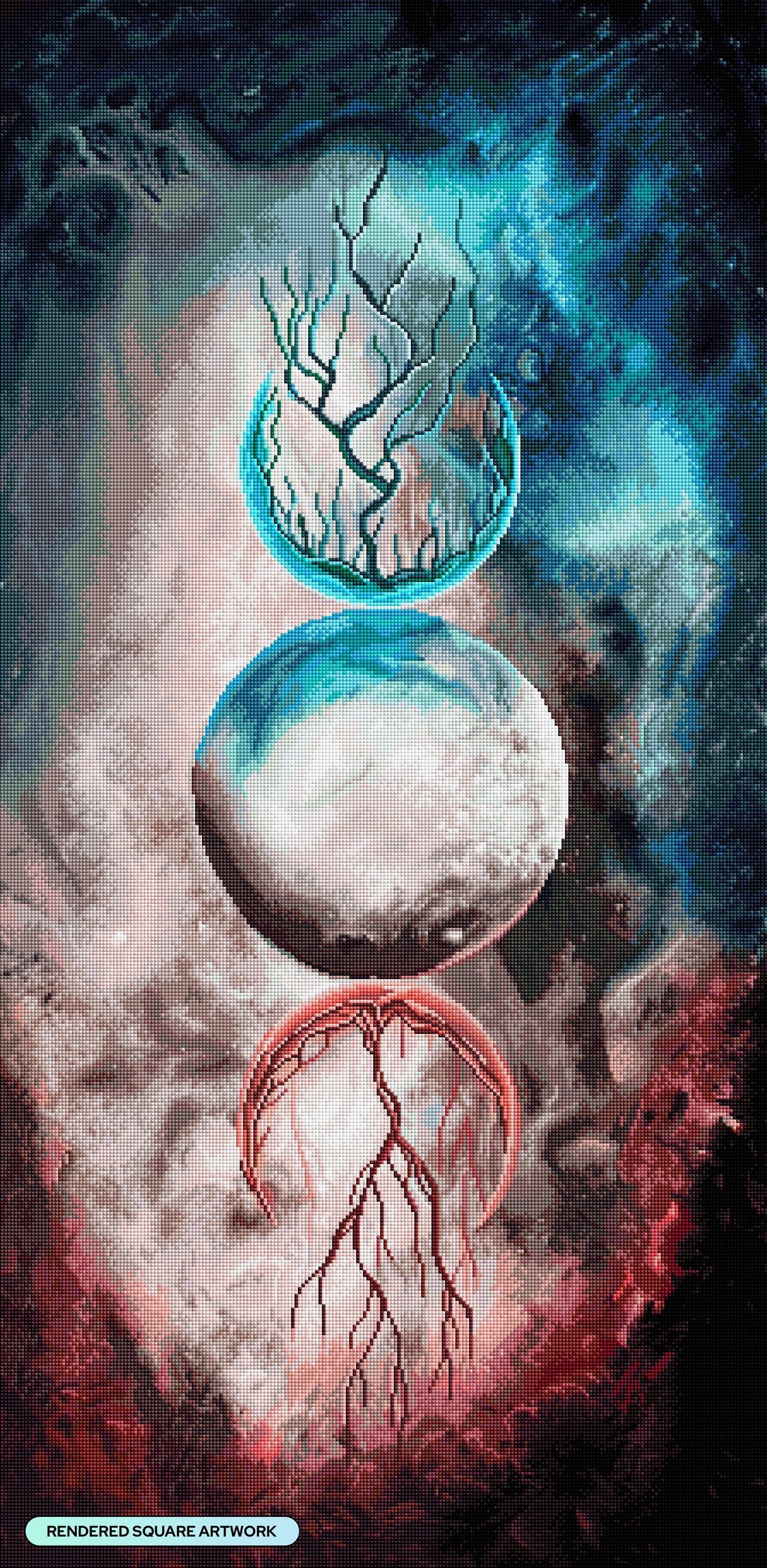 Diamond Painting Soul Reunion 22" x 45" (55.8cm x 114cm) / Square with 59 Colors including 2 ABs and 3 Fairy Dust Diamonds / 102,592