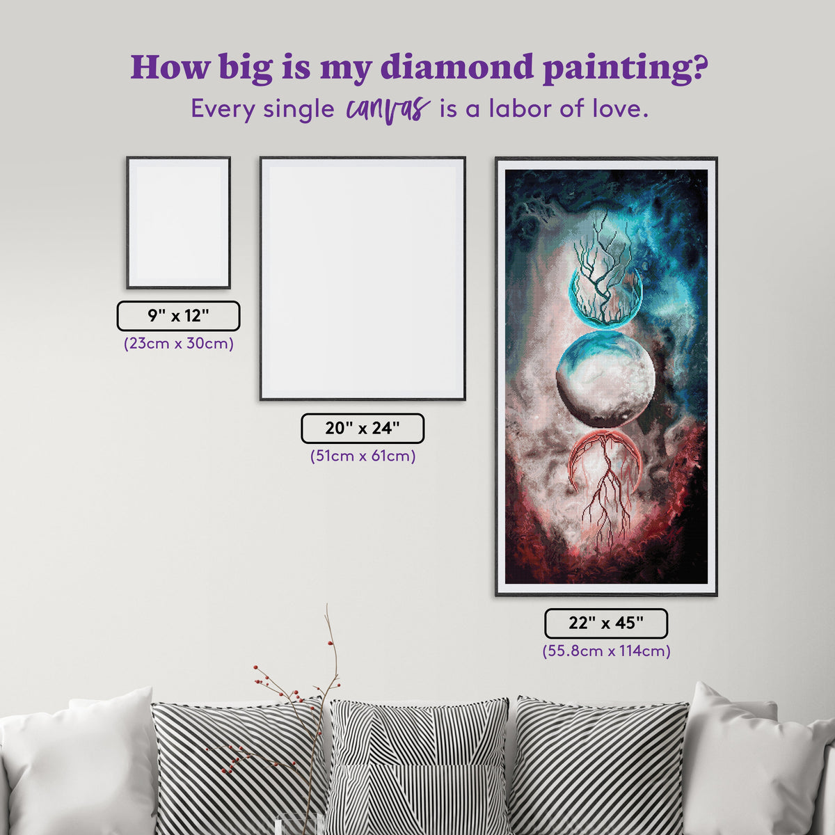 Diamond Painting Soul Reunion 22" x 45" (55.8cm x 114cm) / Square with 59 Colors including 2 ABs and 3 Fairy Dust Diamonds / 102,592