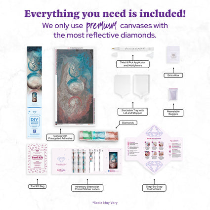 Diamond Painting Soul Reunion 22" x 45" (55.8cm x 114cm) / Square with 59 Colors including 2 ABs and 3 Fairy Dust Diamonds / 102,592