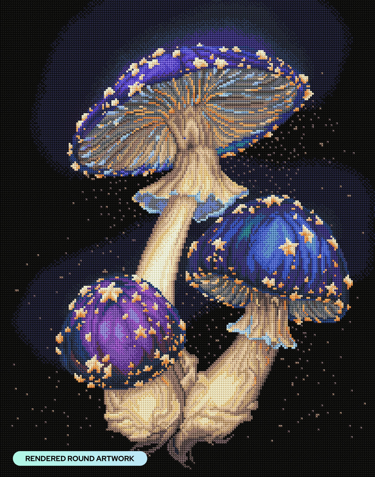 Diamond Painting Space Shrooms 22" x 28" (55.6cm x 70.7cm) / Round with 36 Colors including 2 ABs and 3 Fairy Dust Diamonds / 51,914